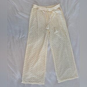 Turks & Caicos NWT Chevron Lace Beach Cover Up Pants L Resort Oyster